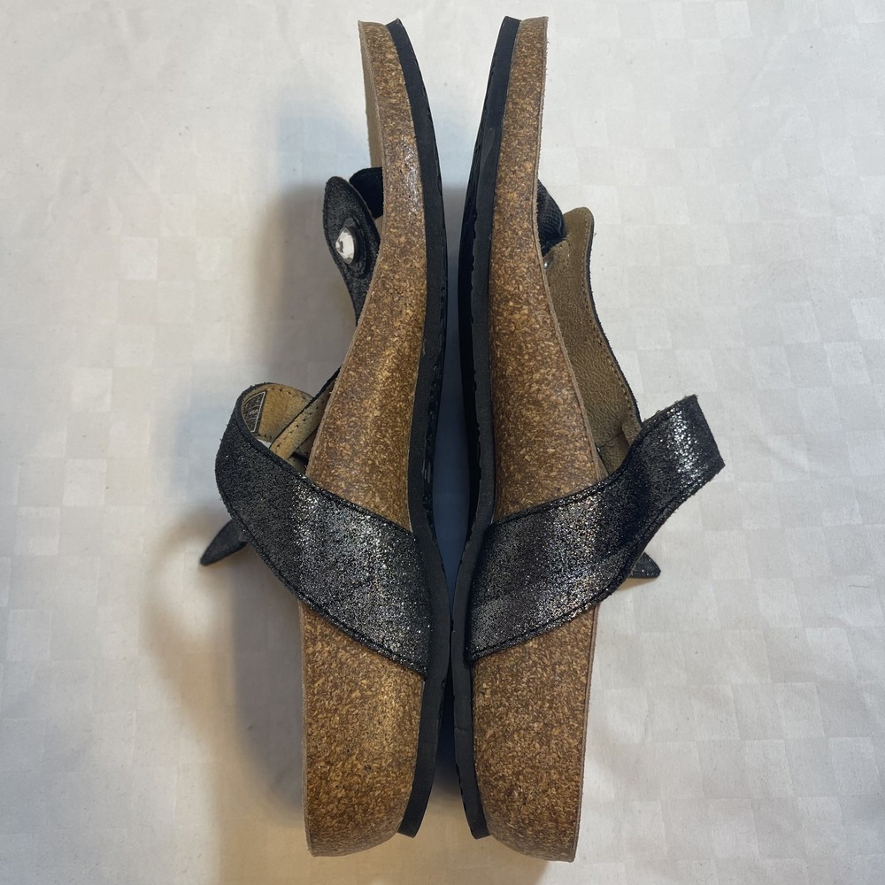 NWOB Vionic 44Mary Orthaheel Thong Sandals Flip Flop Black Glitter Women 7 EU 38 - Picture 2 of 7